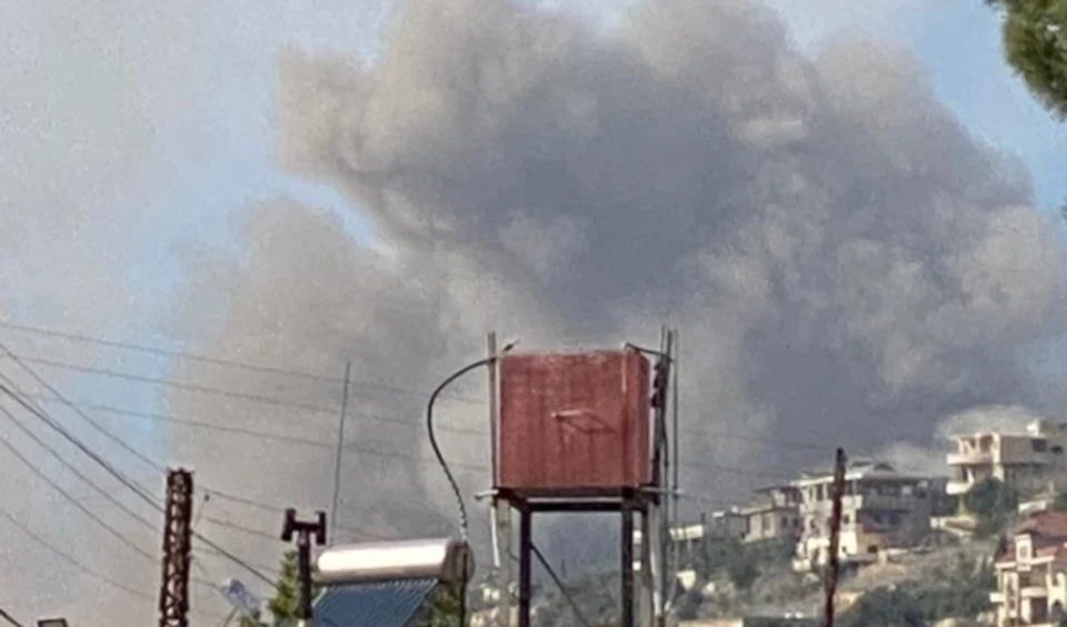 Smoke rises after an Israeli strike on Aita al-Shaab (Social media)
