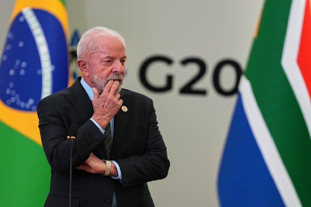 Brazil's President Luiz Inacio Lula da Silva speaks during a press conference at the G20 leaders' summit in Johannesburg, South Africa, Sunday, November 23, 2025. (AP Photo/Misper Apawu)