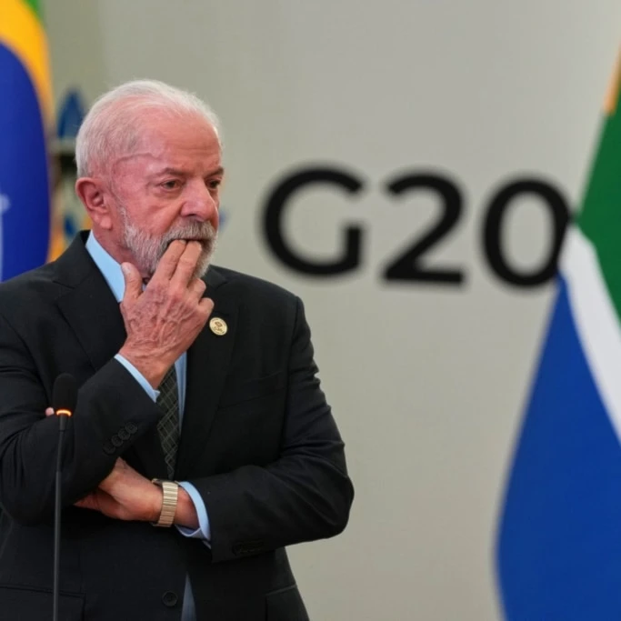 Brazil's President Luiz Inacio Lula da Silva speaks during a press conference at the G20 leaders' summit in Johannesburg, South Africa, Sunday, November 23, 2025. (AP Photo/Misper Apawu)
