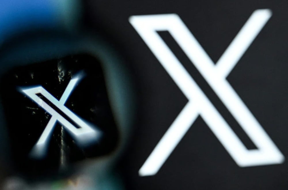 This undated image shows both a wide and close-up view of the X social media platform logo. (AFP)