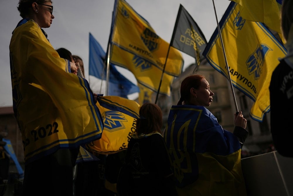 Relatives and friends of Ukrainian prisoners of war gather during a rally to demand their release, in Istanbul, Turkey, Saturday, Nov. 22, 2025. (AP Photo/Francisco Seco)