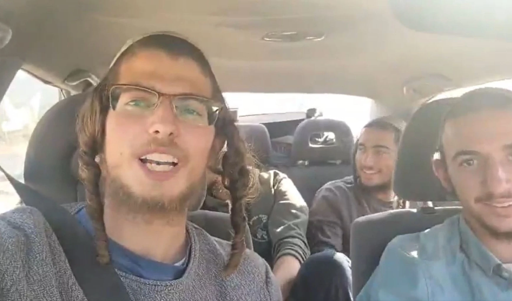 Israeli settlers capture a video of themselves as they infiltrated the Syrian border in their car into the village of Beer Ajam, November 27, 2025 (social media)