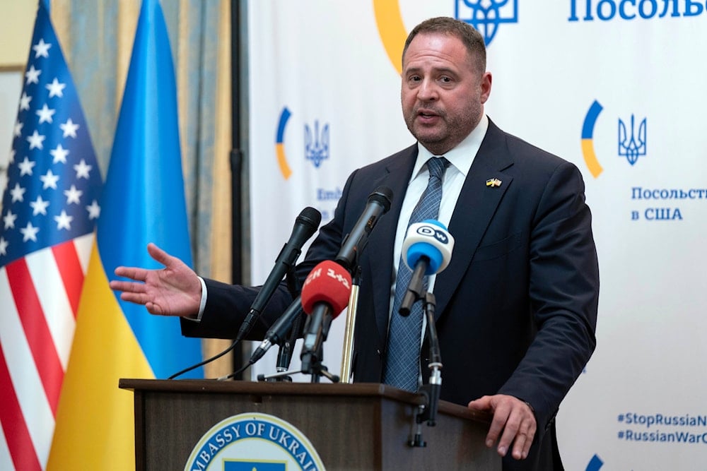 Andriy Yermak, head of the Office of the President of Ukraine, speaks during a news conference at the Ukrainian Embassy in Washington, Wednesday, June 4, 2025 (AP)