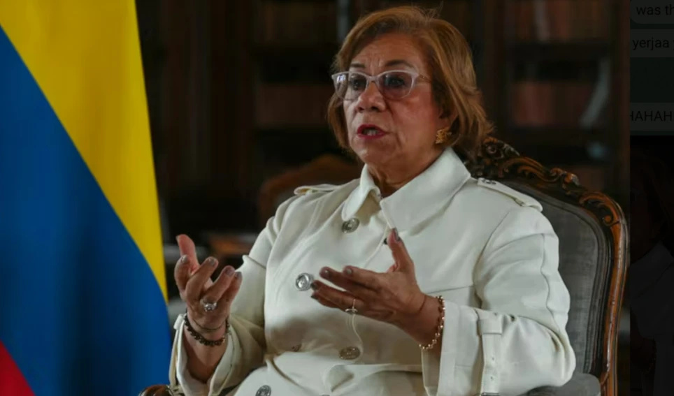 Colombia's Foreign Minister Rosa Yolanda Villavicencio gestures during an interview with AFP, September 19, 2025 (AFP)