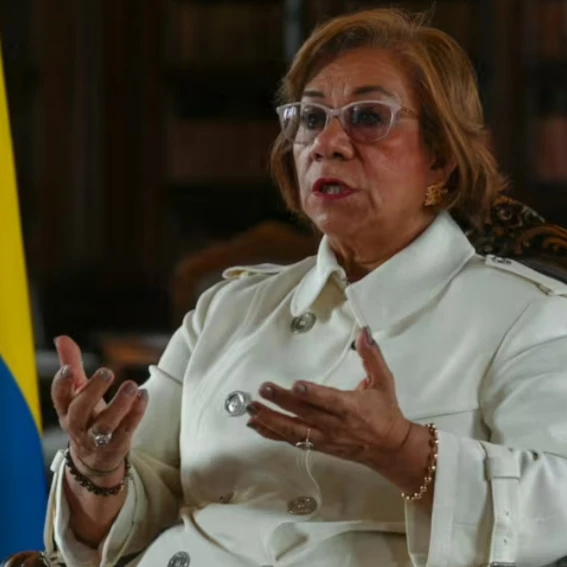Colombia's Foreign Minister Rosa Yolanda Villavicencio gestures during an interview with AFP, September 19, 2025 (AFP)