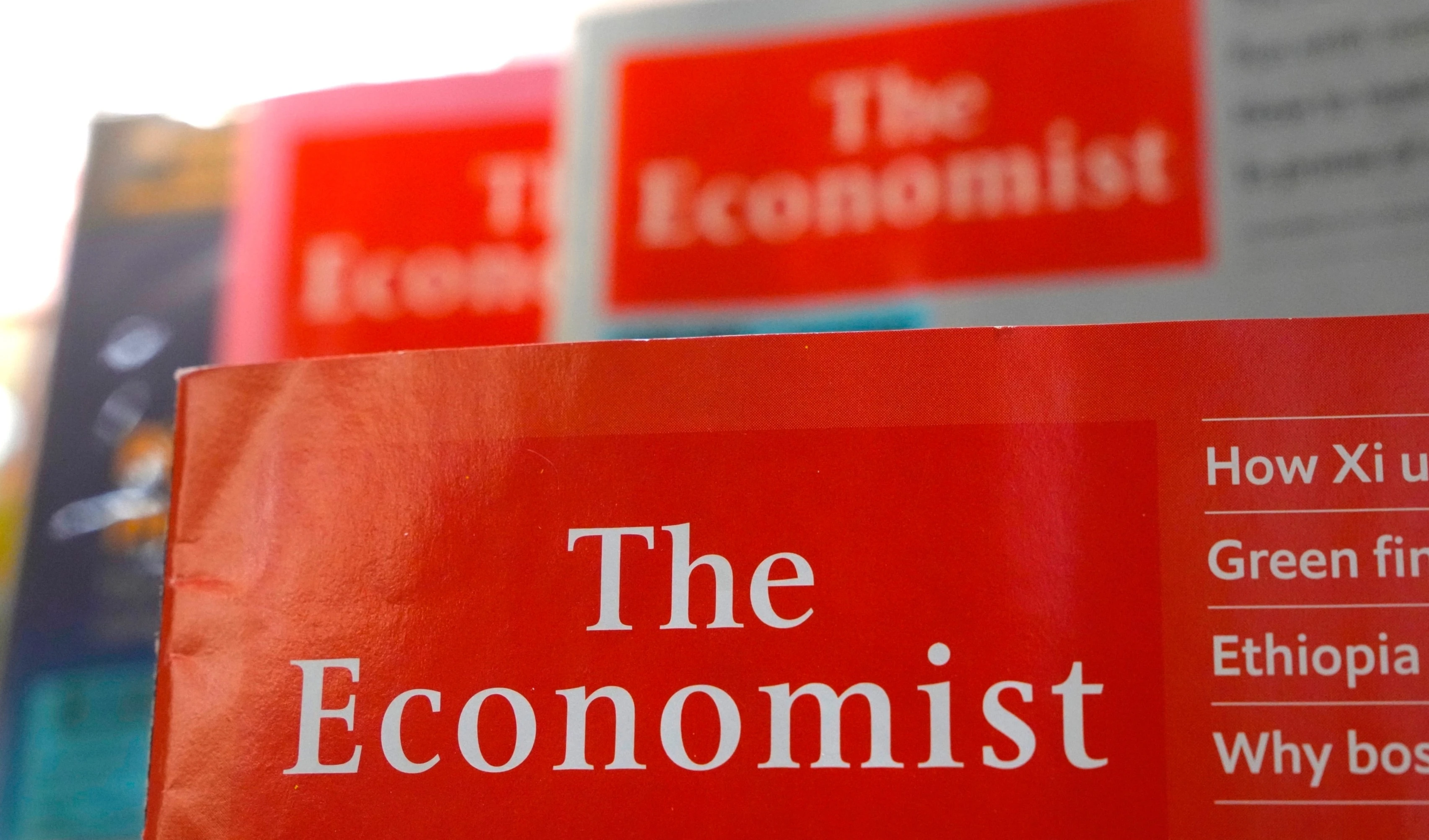 The Economist magazines are displayed at a book store in Hong Kong, on November 13, 2021.