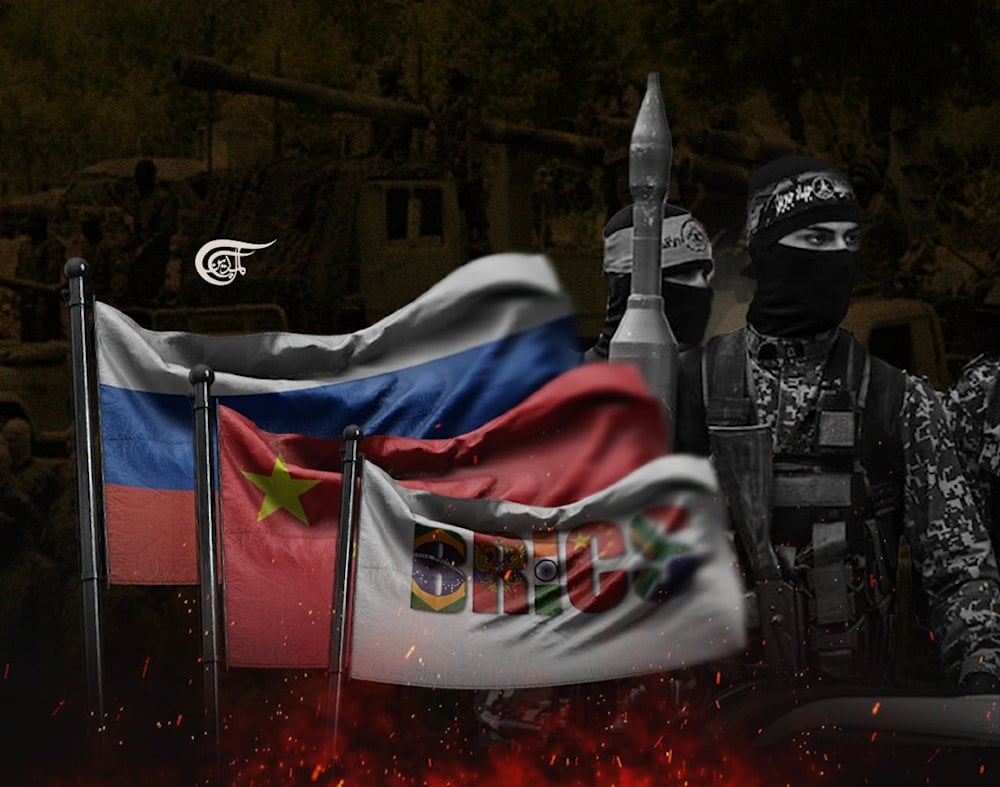 Russia and China are not part of the Resistance Front, but they are playing an important role in building structures to bypass US power and thus facilitate a multipolar and freer world. (Al Mayadeen English; Illustrated by Zeinab el-Hajj)