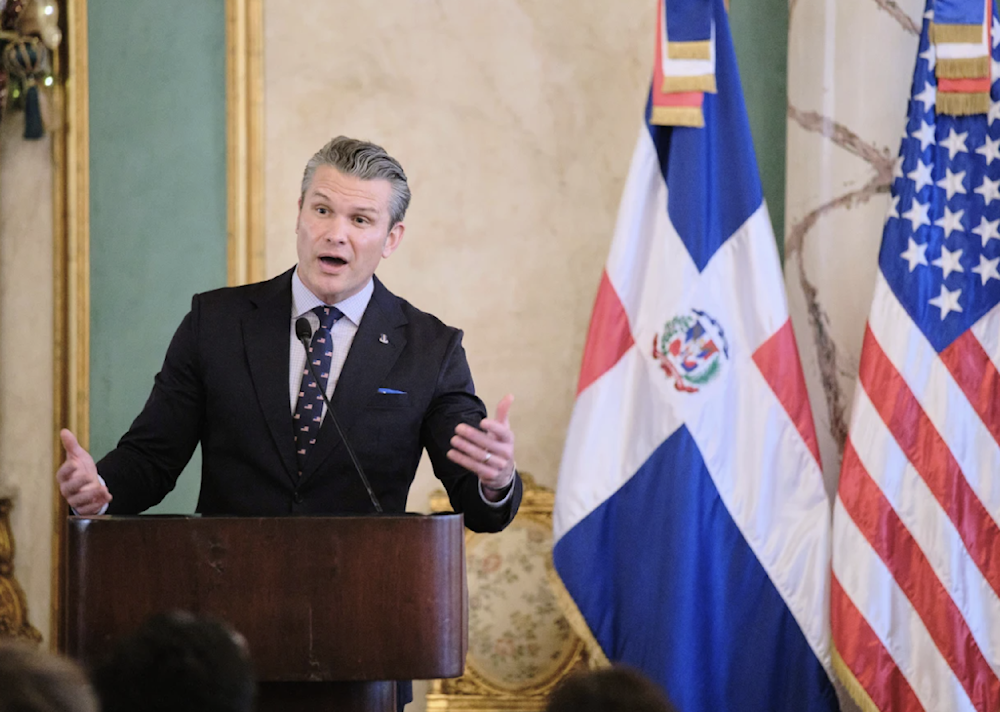 US Secretary of Defense Pete Hegseth speaks during a press conference after a meeting with Dominican Republic President Luis Abinader at the National Palace in Santo Domingo in the Dominican Republic on November 26, 2025. (AP)