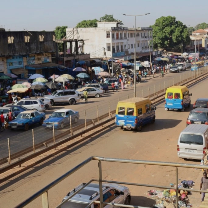 A view of a street in Bissau, Guinea-Bissau, Friday, Nov. 28, 2025. (AP Photo/Darcicio Barbosa)