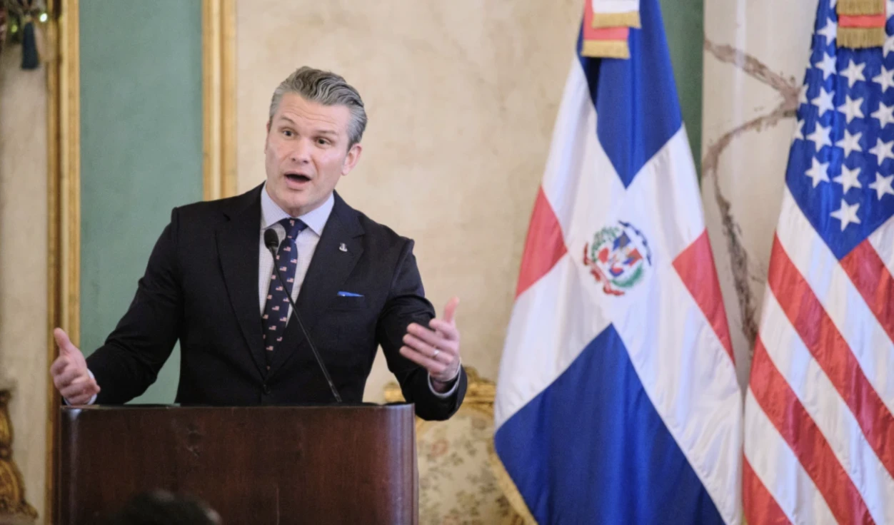 US Secretary of Defense Pete Hegseth speaks during a press conference after a meeting with Dominican Republic President Luis Abinader at the National Palace in Santo Domingo in the Dominican Republic on November 26, 2025. (AP)