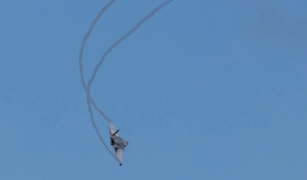 A U.S. F35 fighter jet conducts aerial maneuvers after departing José Aponte de la Torre Airport in Ceiba, Puerto Rico, Monday, Nov. 3, 2025. (AP)