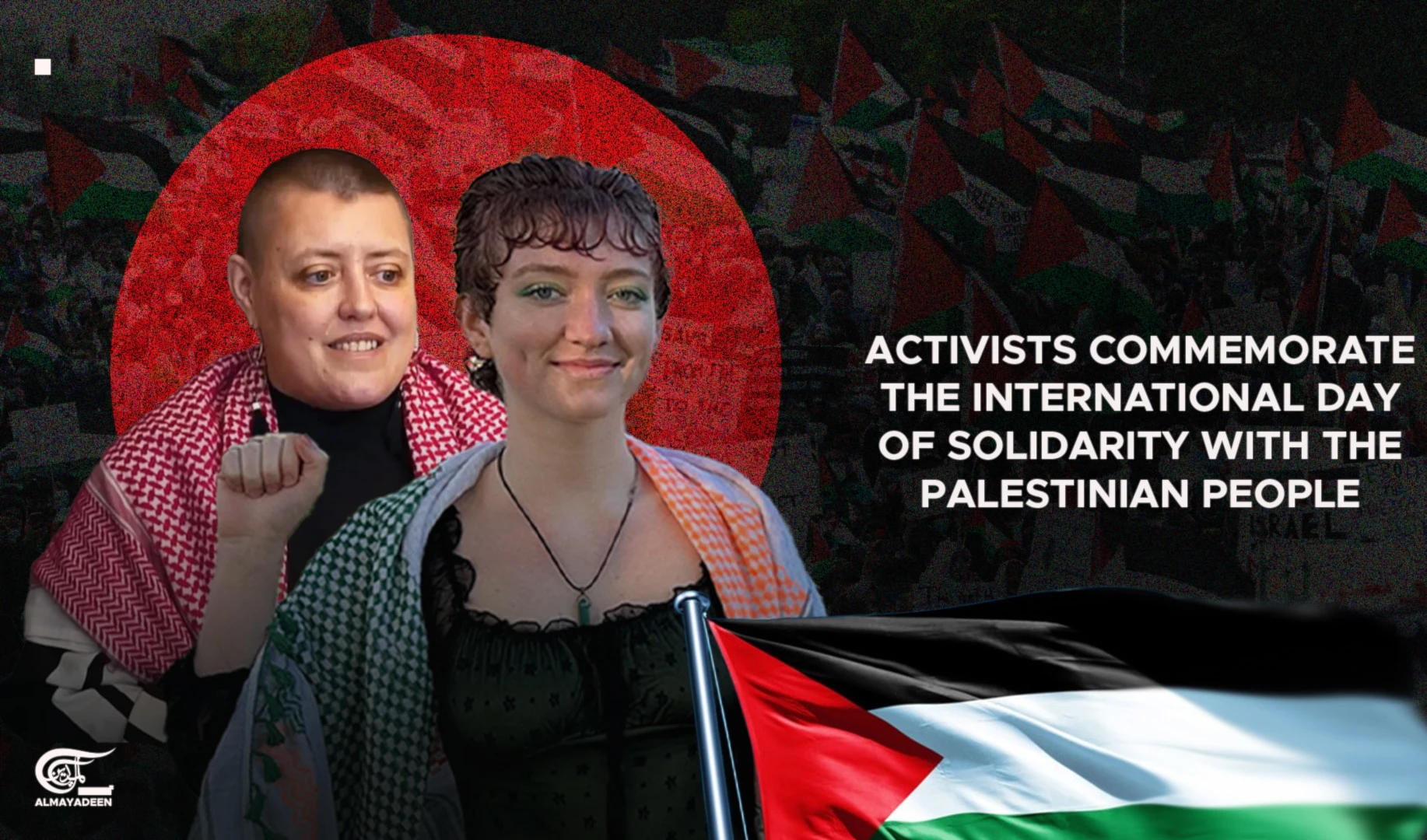 Activists commemorate the International Day of Solidarity with the Palestinian People