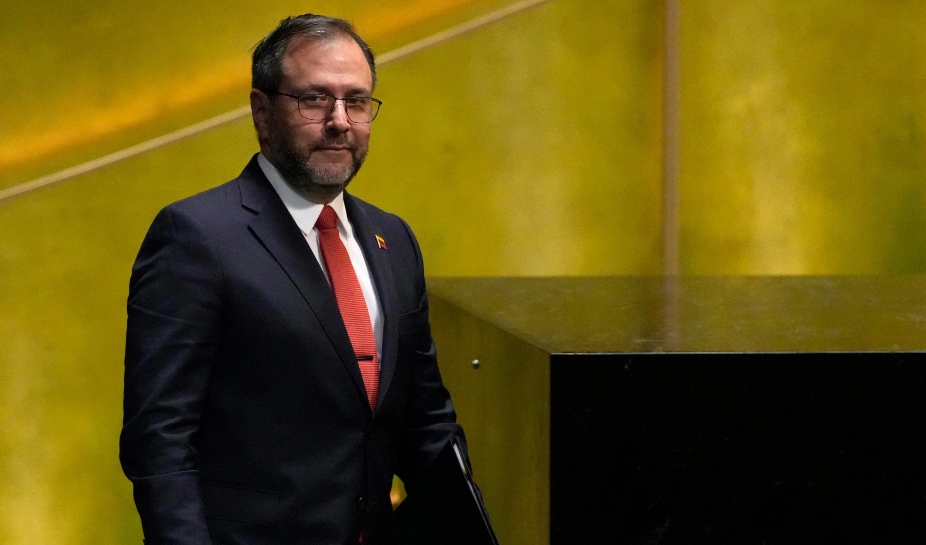 Minister for Foreign Affairs of Venezuela Yvan Gil Pinto arrives to address the 80th session of the United Nations General Assembly, Friday, Sept. 26, 2025, at UN headquarters (AP)