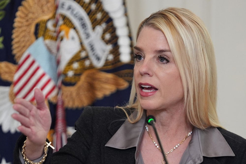 Attorney General Pam Bondi speaks during a roundtable on criminal cartels with President Donald Trump in the State Dining Room of the White House, Thursday, Oct. 23, 2025, in Washington (AP)