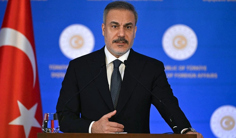 Turkish Minister of Foreign Affairs Hakan Fidan addresses the audience during a press briefing meeting in Istanbul, on 10 January 2025 (AFP)