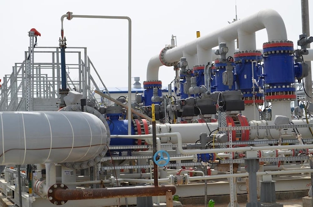 A section of the Caspian Pipeline Consortium’s oil infrastructure, showing interconnected pipelines, valves and control systems at one of its export facilities