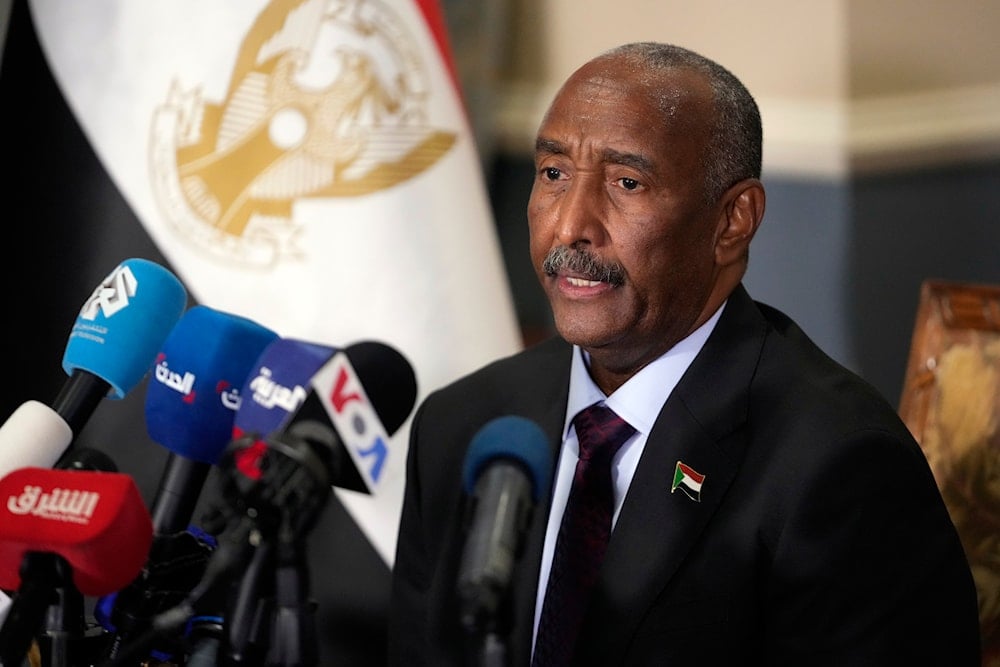 Gen. Abdel-Fattah Burhan, President of the Transitional Sovereign Council of Sudan, speaks during a news conference at the Sudan Mission to the United Nations Thursday, Sept. 26, 2024, in New York (AP)