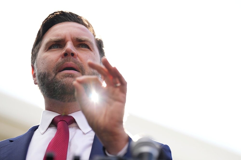 Vice President JD Vance speaks to the media about the impact of the government shutdown on the aviation industry, outside of the West Wing of the White House, Thursday, October 30, 2025, in Washington. (AP Photo/Jacquelyn Martin)