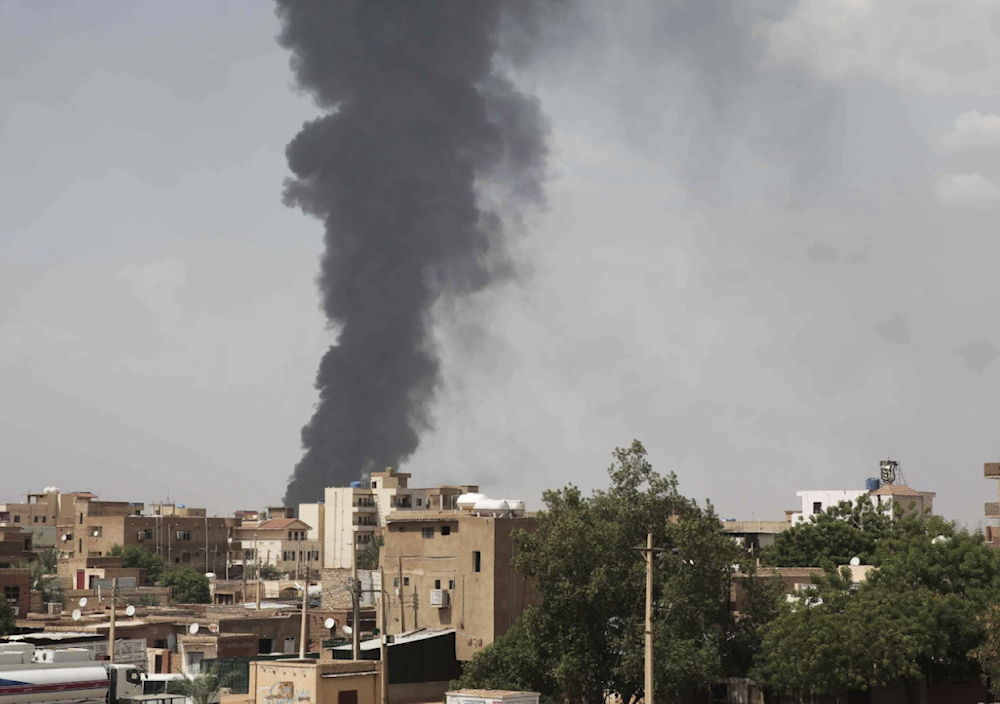Smoke rises over Khartoum, Sudan on June 8, 2023. (AP)