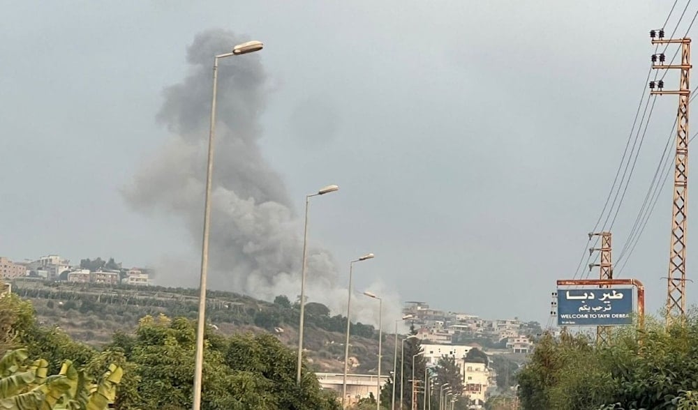 Smoke rises after an Israeli airstrike on Tayr Debba, South Lebanon, November 6, 2025 (Social media)