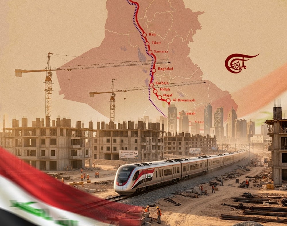 Illustration of the Development Road project set to be established in Iraq and neighboring countries. (Illustrated by: Al Mayadeen English/Mahdi Rteil