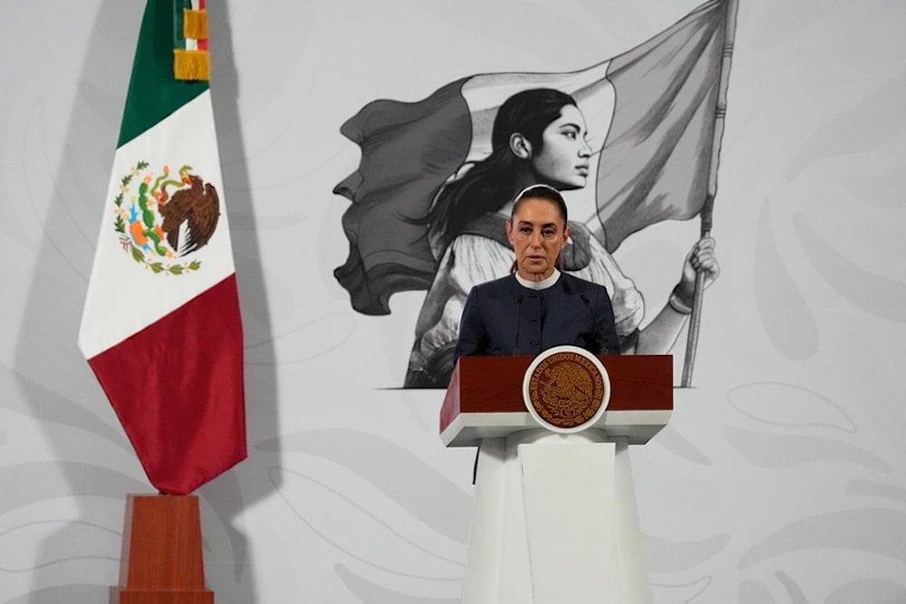 Mexican President Claudia Sheinbaum holds a morning press conference at the National Palace in Mexico City, Monday, November 3, 2025 (AP)