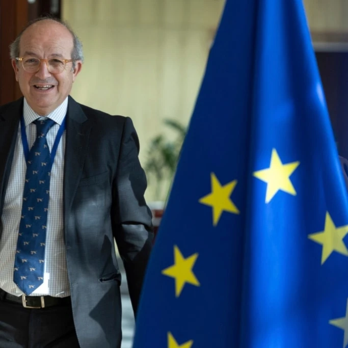 European Commissioner for Defense and Space Andrius Kubilius arrives for the weekly college of commissioners meeting at EU headquarters in Brussels, Wednesday, May 21, 2025 (AP)