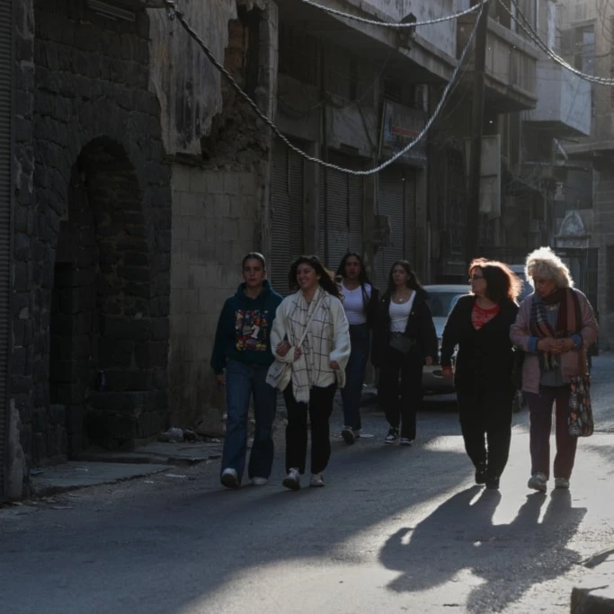 People walk through a street in the old city of Homs, Syria, Friday, November 21, 2025 (AP)