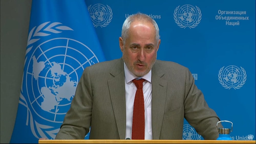 UN spokesperson Stéphane Dujarric speaks during Monday's press briefing at UN headquarters in New York. (UN)