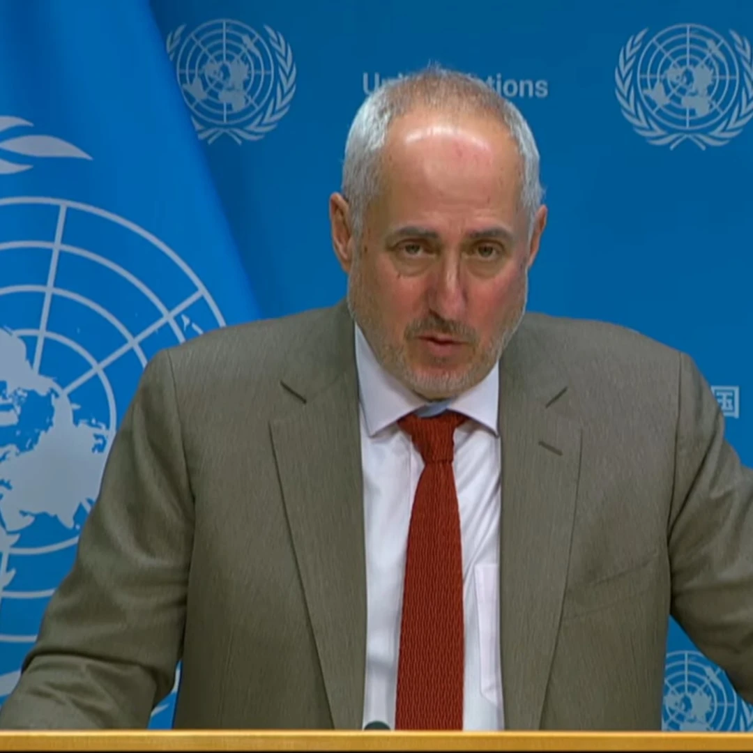 UN spokesperson Stéphane Dujarric speaks during Monday's press briefing at UN headquarters in New York. (UN)