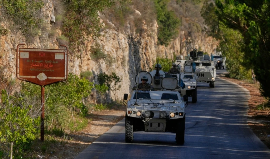 French UN peacekeepers patrol at the Sluki Valley, south Lebanon, Wednesday, August 20, 2025 (AP)