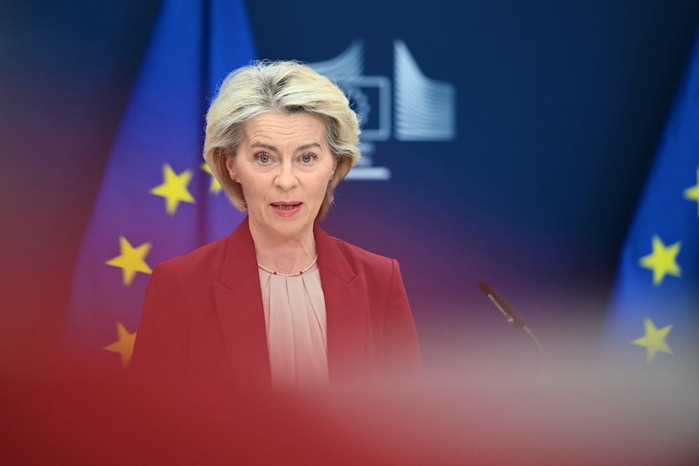 European Commission President Ursula von der Leyen speaks during a media conference regarding the the provisional agreement on the phasing out of Russian fossil fuels under REPowerEU, at EU headquarters in Brussels, Wednesday, Dec. 3, 2025 (AP)