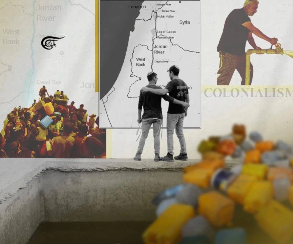 As long as water is colonized, life itself will remain under occupation. (Al Mayadeen English; Illustrated by Batoul Chamas)