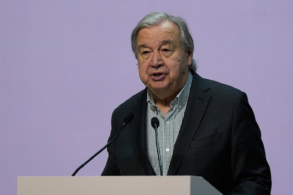 UN Secretary-General Antonio Guterres speaks during a news conference at the COP30 U.N. Climate Summit, Thursday, November 20, 2025, in Belem, Brazil. (AP Photo/Fernando Llano)