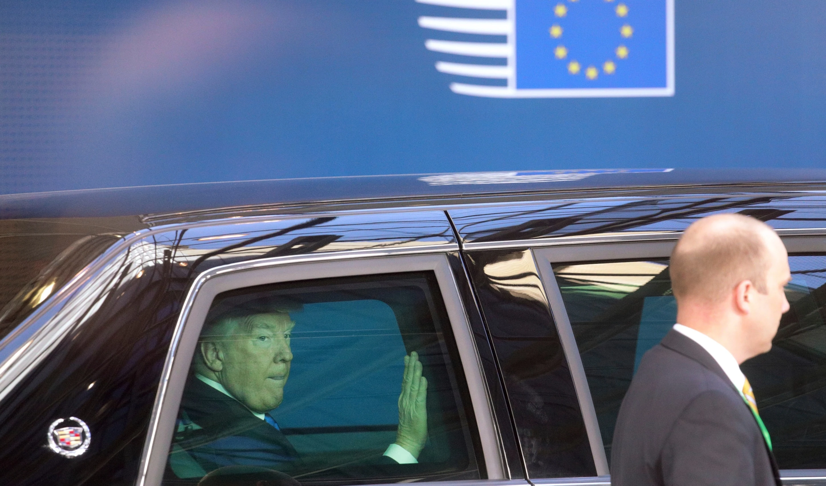 US President Donald Trump leaves the Europa building in Brussels after meeting EU officials on May 25, 2017.
