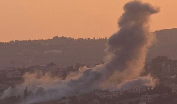 Smoke billows following an Israeli airstrike on the town of Baraashit, Lebanon, December 12, 2025 (social media)