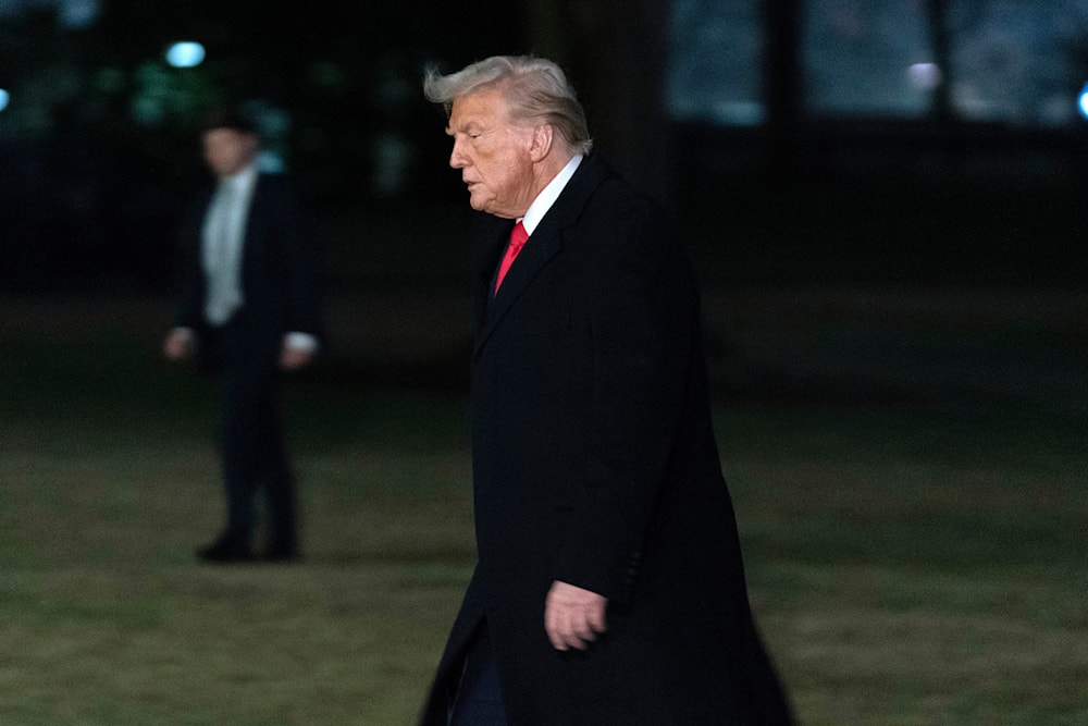 President Donald Trump arrives on the South Lawn of the White House, in Washington, Monday, Feb. 10, 2025. (AP)