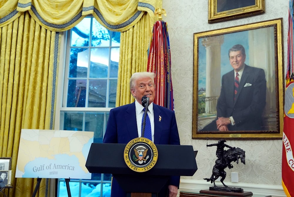 President Donald Trump speaks in the Oval Office, Feb. 12, 2025 (AP)