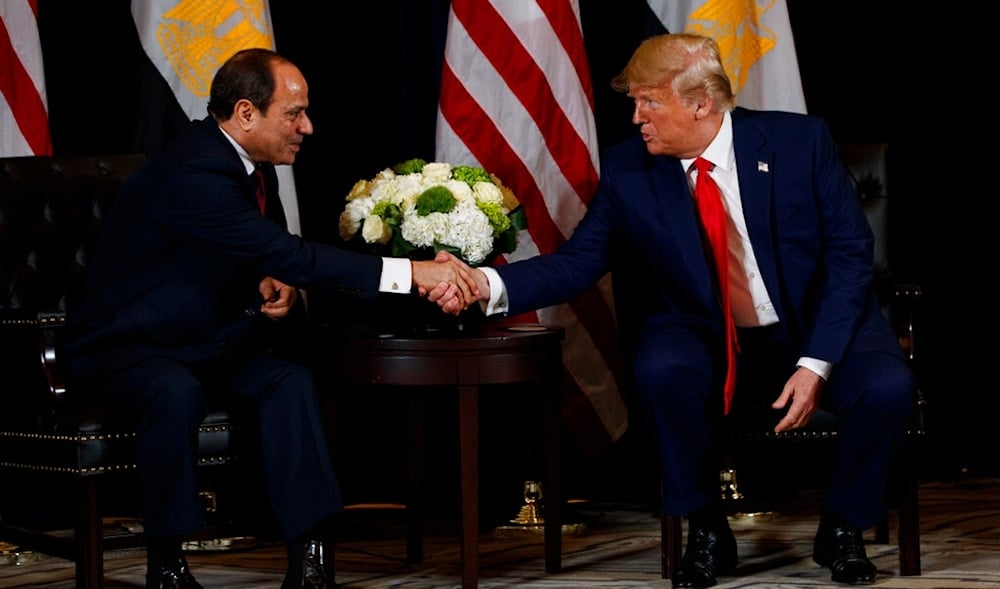 President Donald Trump meets with Egyptian President Abdel-Fattah el-Sisi at the InterContinental Barclay hotel during the United Nations General Assembly, Monday, Sept. 23, 2019, in New York. (AP)