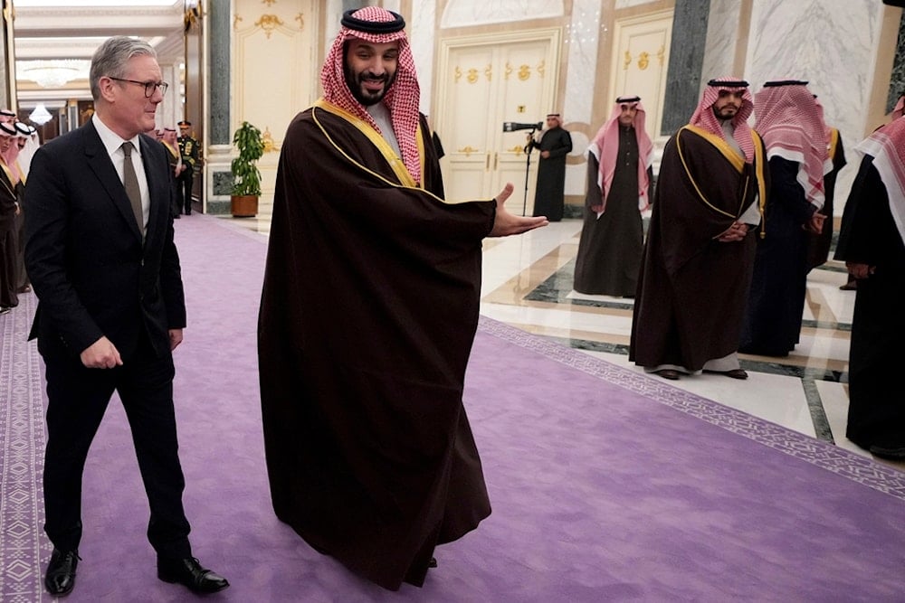 Britain's Prime Minister Keir Starmer meets Saudi Arabian Crown Prince Mohammed bin Salman Al Saud at the Royal Court in Riyadh, Saudi Arabia, Monday, Dec. 9, 2024 (AP)