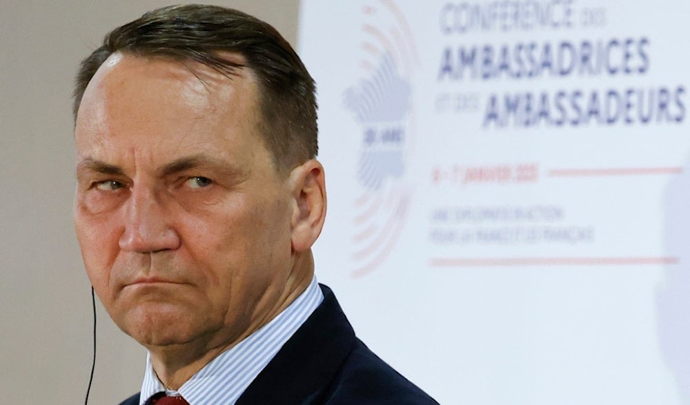 Polish Foreign Minister Radoslaw Sikorski delivers a speech during the annual conference of French ambassadors at the International Conference Centre of the French Foreign Affairs ministry in Paris Monday Jan. 6, 2025. (AP)