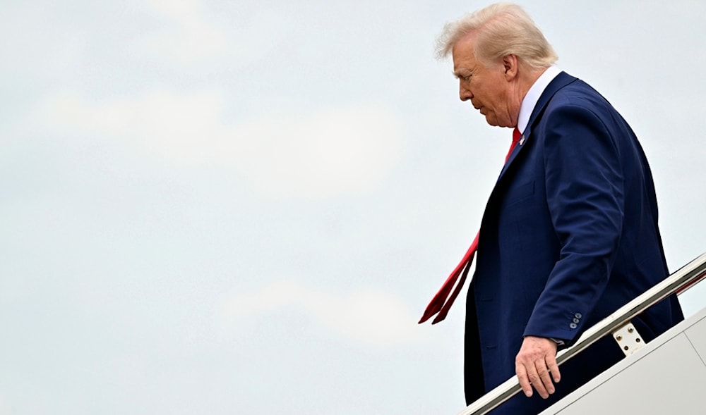 President Donald Trump arrives on Air Force One at Daytona Beach International Airport in Daytona Beach, Fla., Sunday, Feb. 16, 2025, en route to NASCAR's Daytona 500 (AP)