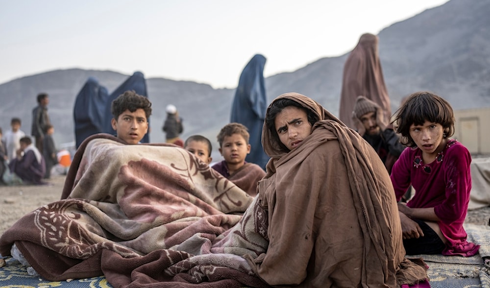 Afghan refugees settle in a camp near the Torkham Pakistan-Afghanistan border in Torkham, Afghanistan, on Nov. 4, 2023. (AP)