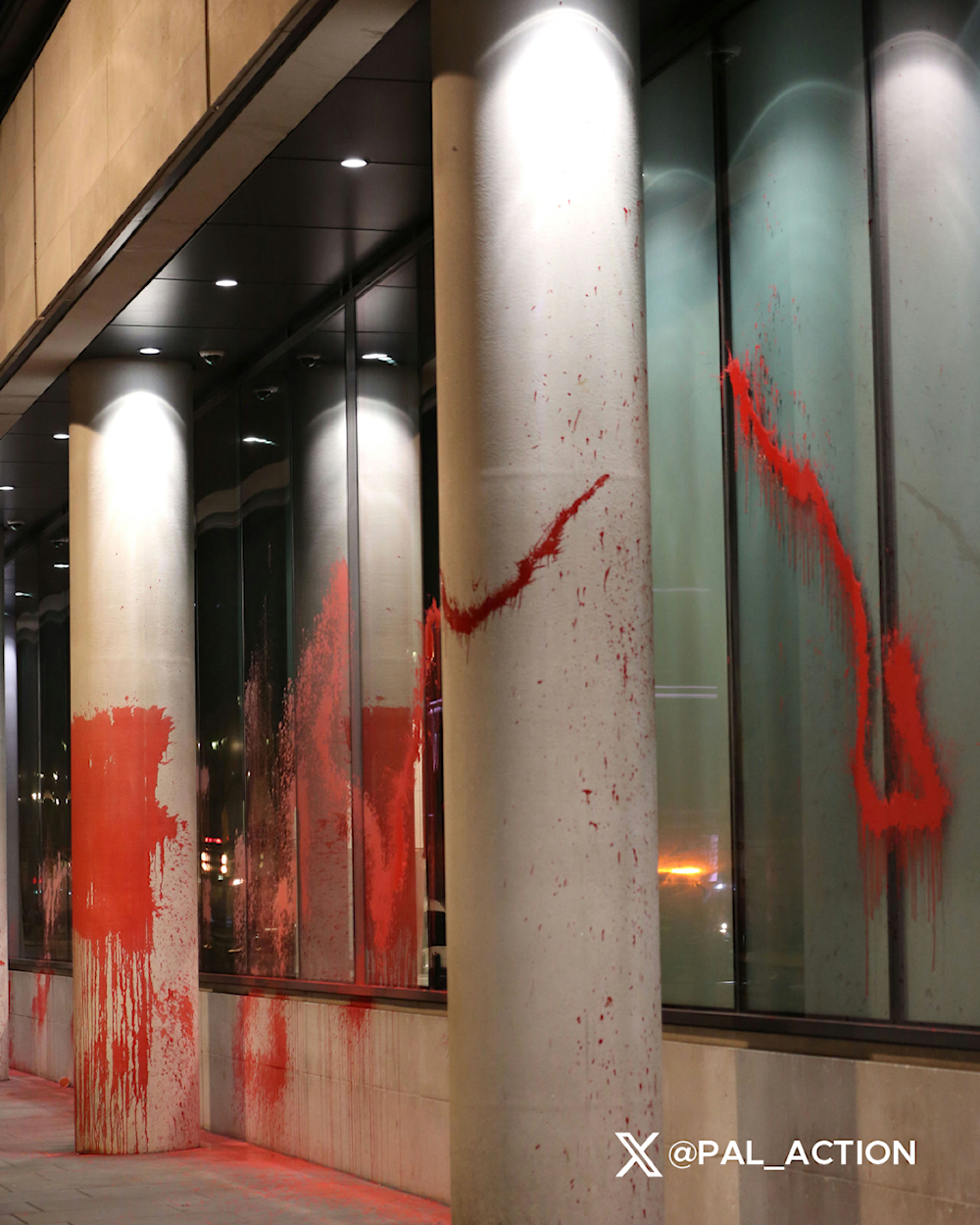 Palestine Action drenches BBC HQ in red paint over pro-'Israel' reporting bias 