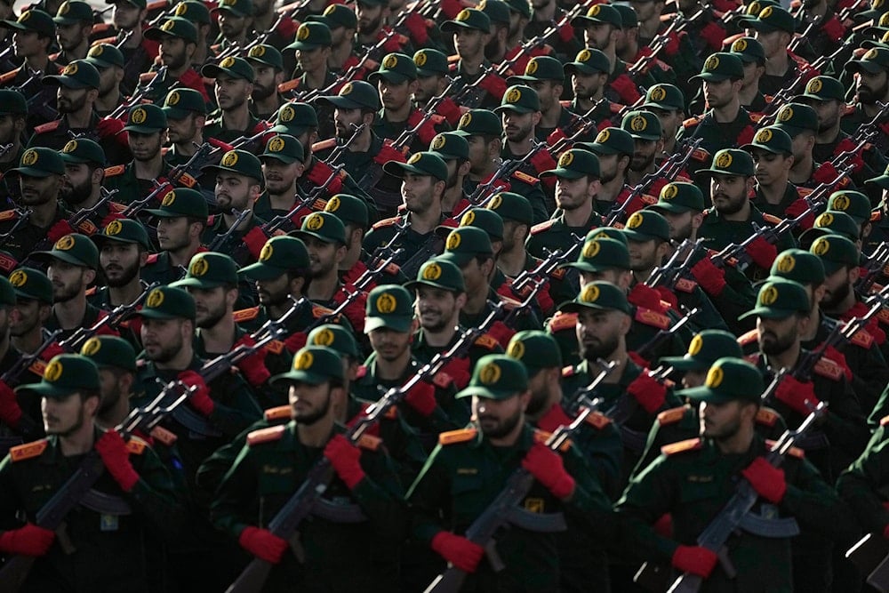 ranian Revolutionary Guard cadets march during an annual military parade, Sept. 21, 2024 (AP)