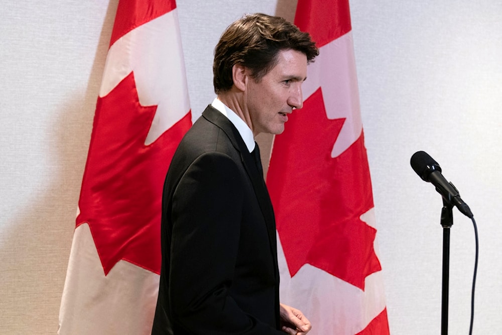 Canada's Prime Minister Justin Trudeau arrives to speak to the media after a meeting with the President and CEO of The National Association of Manufacturers Jay Timmons in Washington, Thursday, Jan. 9, 2025 (AP)