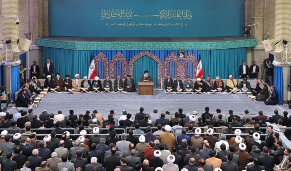 Leader of the Islamic Revolution Sayyed Ali Khamenei meets with Quran reciters and memorizers in the Iranian capital, Tehran, on February 2, 2025. (Photo by Leader.ir)