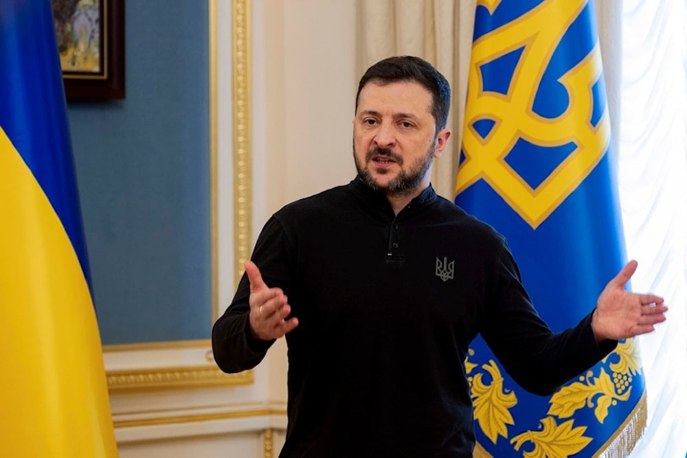 Ukraine's President Volodymyr Zelensky gives a press conference in Kiev, on Wednesday, Feb. 19, 2025 (AP)