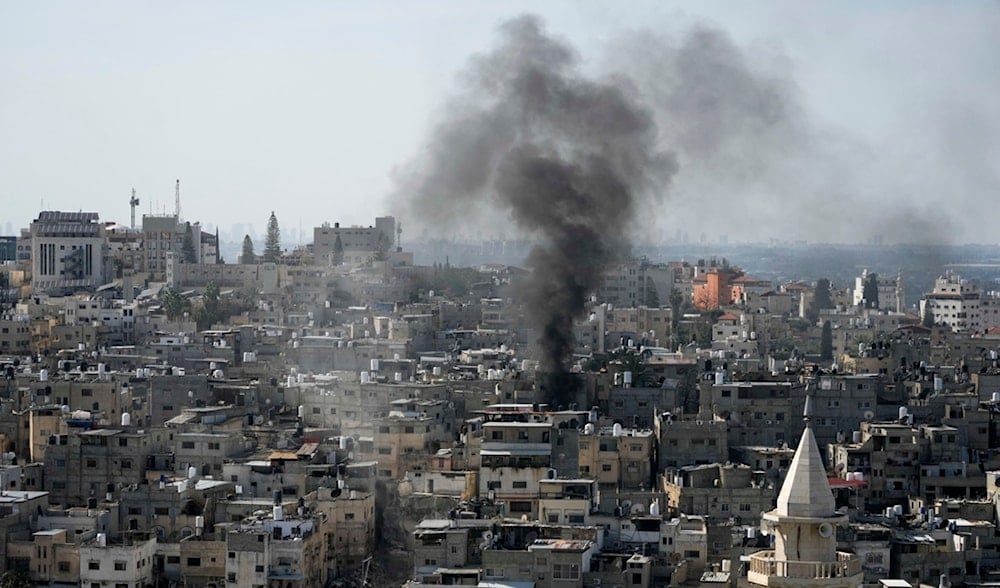 Smoke rises in the Tulkarm refugee camp West Bank, as the Israeli occupation continues its war, on Tuesday, Feb. 18, 2025. (AP)