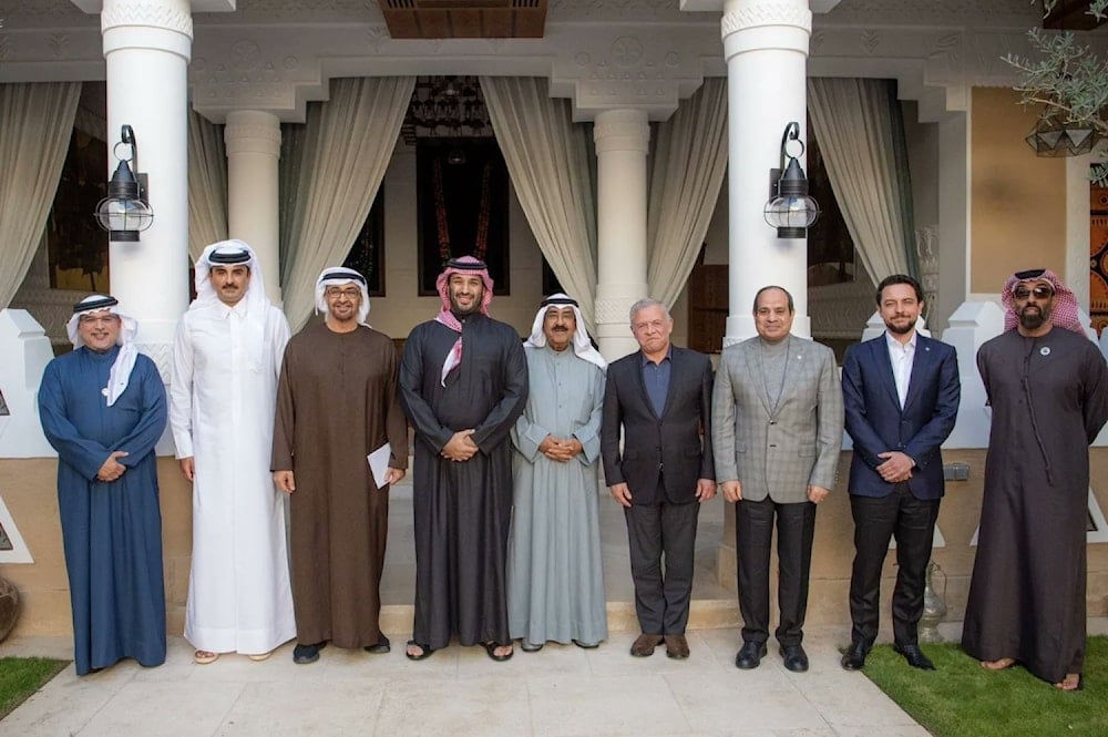 From left, leaders of Bahrain (CP), Qatar, UAE, Saudi, Kuwait, Jordan, Egypt plus Jordanian CP and UAE NSA, met in Riyadh to discuss 